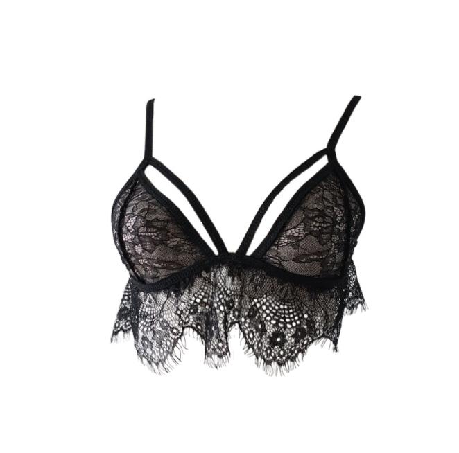 

Европейский и американский стиль, модный кружевной слинг, полый бюстгальтер, сексуальное женское белье XL чёрный
