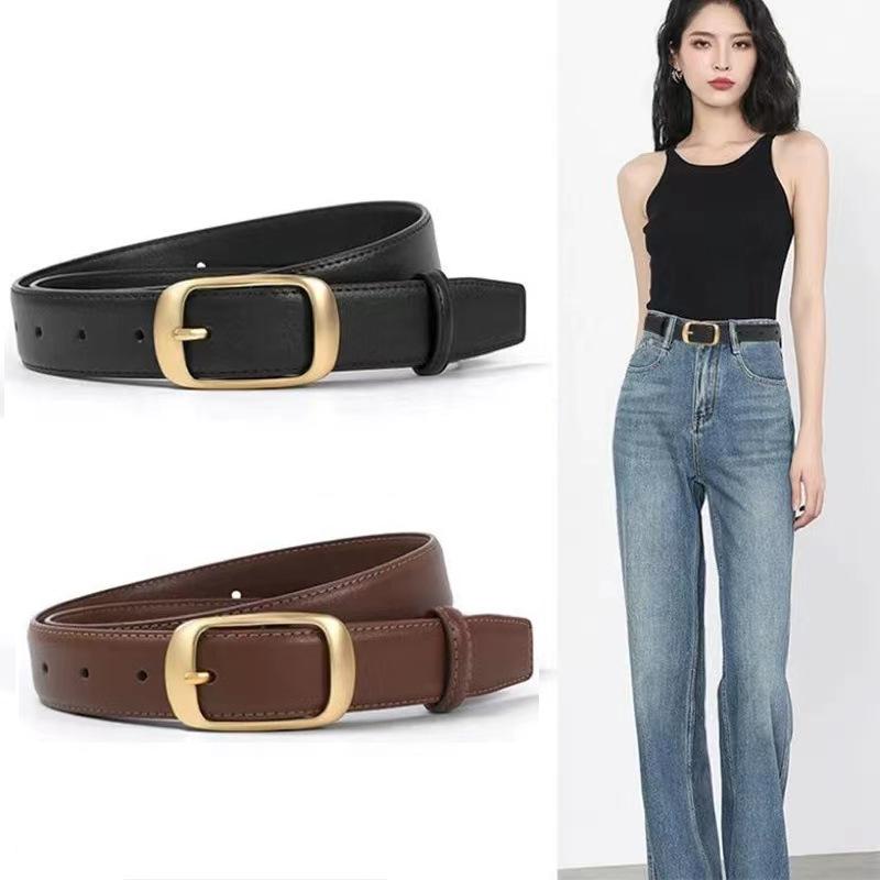 Stylish 2024 Womens Versatile Simple Belt Made From Premium Leather Twolayer