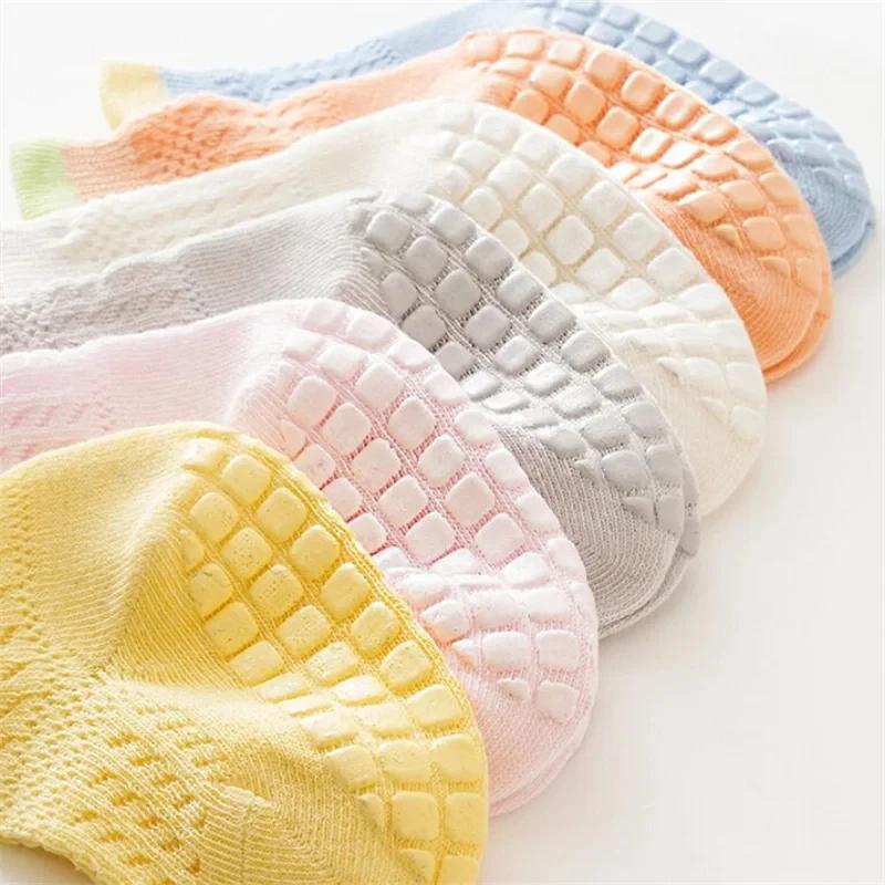 3pairs/lot 6 Colored Of Net Eye Non-slip Baby Girl Sock Hollow-out Breathable Thin Infant Girl Cotton Socks Children's Socks Kit