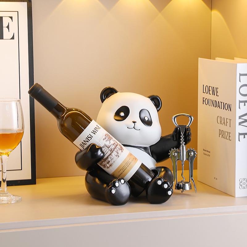 Creative Panda Red Wine Rack Equipped with Bottle Opener High-End Dining Cabinet Red Wine Bottle Rack Decoration Ornament