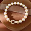 Gold Buckle Zircon Pearl Beaded Bracelet - Retro French Luxury Hand Jewelry