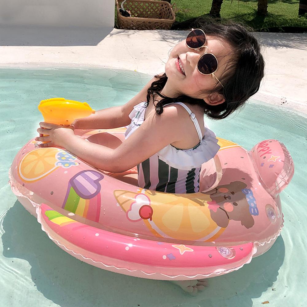 Baby learns to swim inflatable seat with handle and interactive swimming ring with water gun