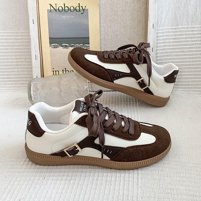 

Новые повседневные туфли из кожи для женщин, этичные кроссовки с круглым носком, ретро-кроссовки для пар, повседневные дышащие туфли на плоской подошве 41