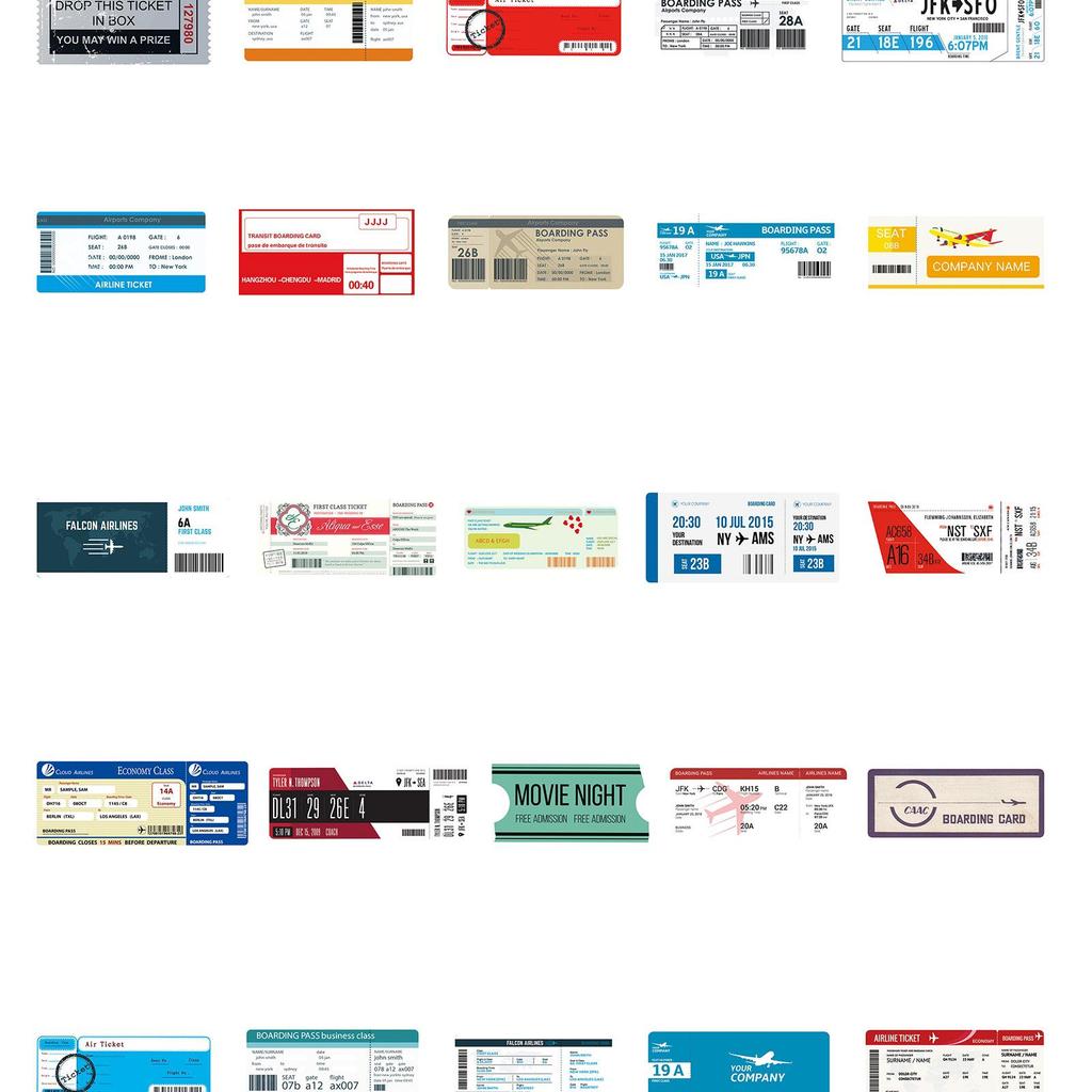 Aviation Travel Boarding Pass Stickers - Airline Tickets & Creative Pattern Labels for Laptops