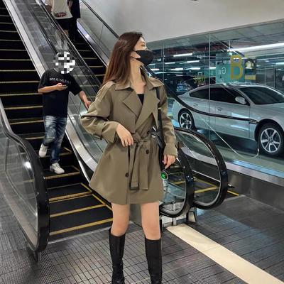 2024 Women's Spring Korean Style Trench Coat: Petite Mid-Length, British-Inspired High-End Outerwear