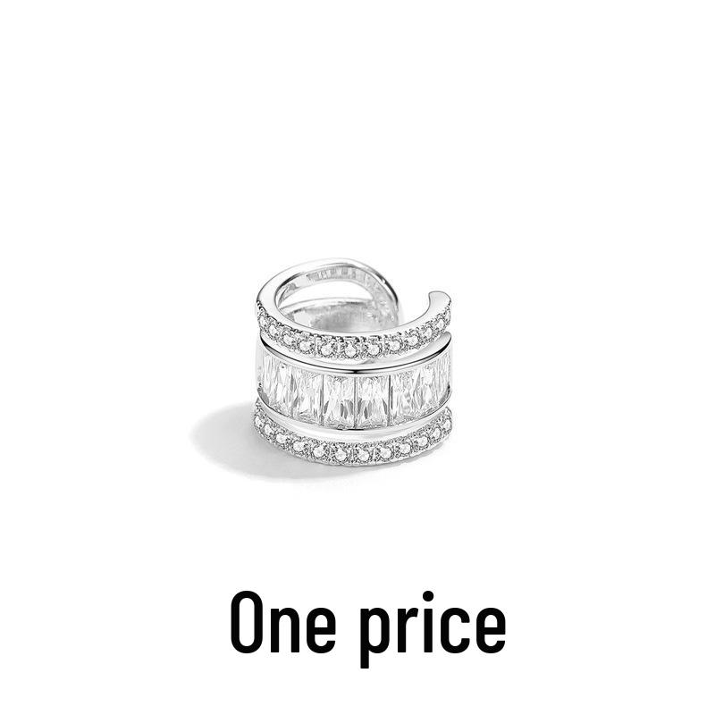 Zirkonový geometrický nepravidelný dvouvrstvý náušnicový klip: Unisex trendy kroucené náušnice, nevyžadují piercing.