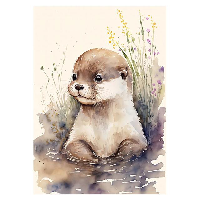 Watercolor Baby Animals Cute Warmth Prints Poster Canvas Painting Modern Wall Art Pictures Living Room Bedroom Home Decoration