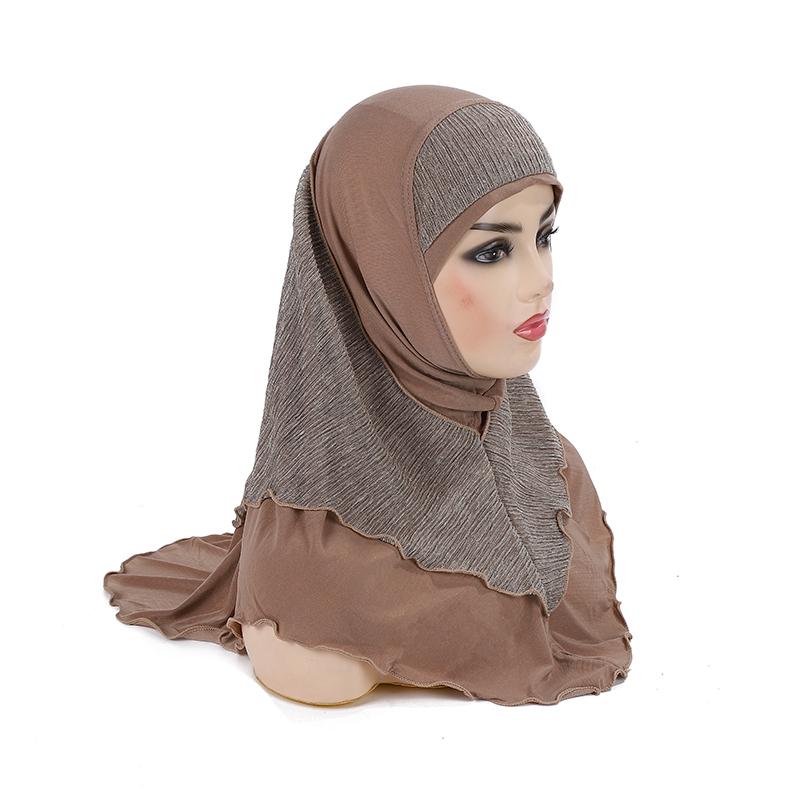 

H076 Adults or big girls medium size 70*60cm pray hijab muslim hijab scarf islamic headscarf hat amira pull on headwrap хаки