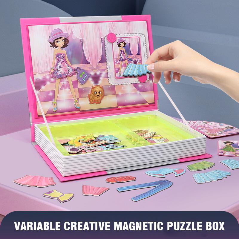 Montessori Children Intelligent Magnetic Book 3D Cartoon Puzzles Jigsaw Brain Training Game Educational Toys Kids Birthday Gift