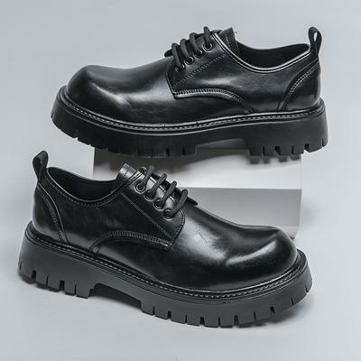 Herren Casual Großer Zeh Original Schwarz Plateau Business Dicke Sohle Kleiderschuhe Herren Gentleman Outdoor Lackleder Sicherheitsschuhe