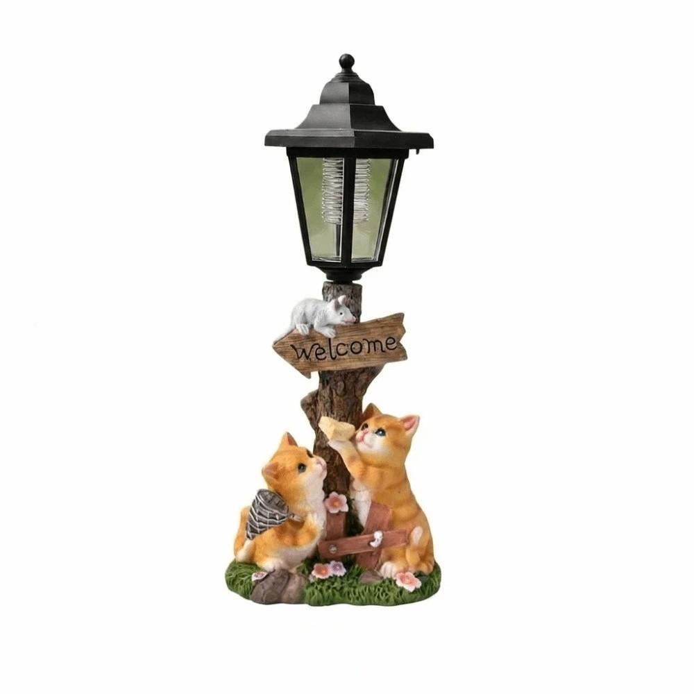 Handbemalte Harz-Outdoor-Figur Licht Solar-Landschaftsdeko-Licht Rasenornament