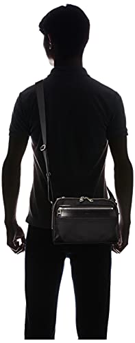 Ultima Tokyo Men's Silvio Shoulder Bag, Cotton Canvas and Leather, Black, Free Size (59639)
