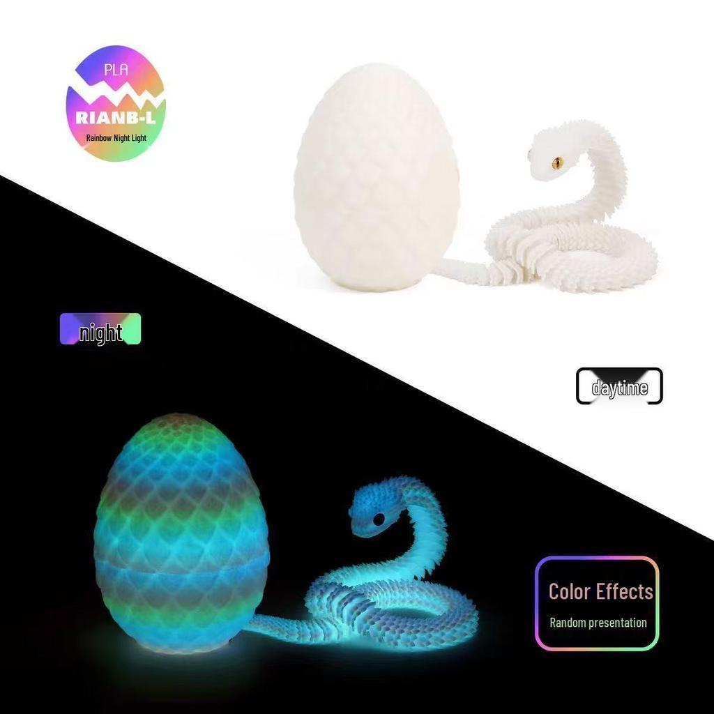 3D Printed Viper Egg Set: Articulated Small Snake Figurine Desktop Ornament Toy for Children