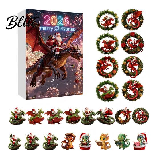 Unique Holiday Presents with Christmas Acrylic 2D Calendar 24Pcs Dragon Advent Ornament Set Tree Hanging