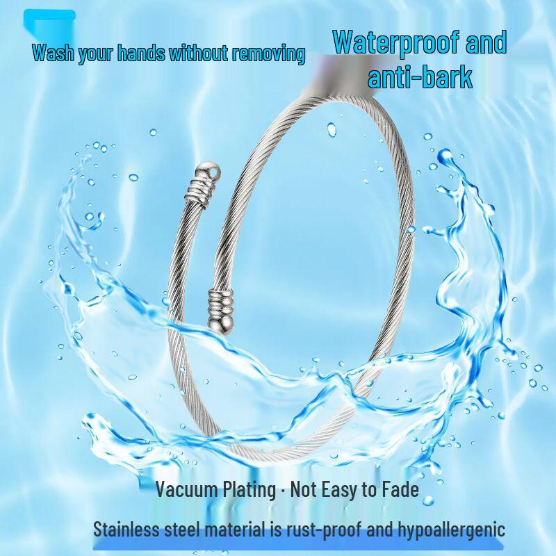 Stainless Steel Women's Fashionable Colorfast Round Wire Rope Bracelet