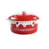 Zhishi Embossed Strawberry Double-Handle Soup & Noodle Bowl with Lid
