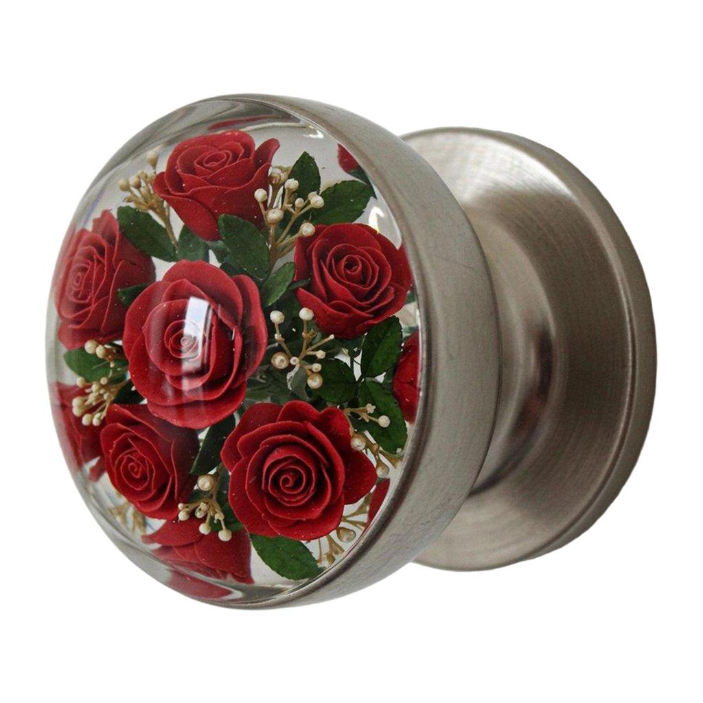 Elegant Clear Flower Door Handle Retro Round Crystals Knob Artistics Bedroom Decoration Nature Styles Home Hardware