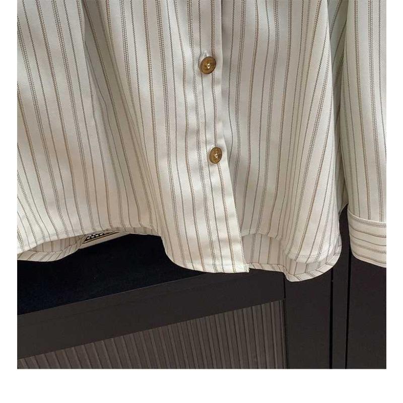 Spring Autumn Niche Design Sense Striped Small Loose Shirt Blouses & Shirts