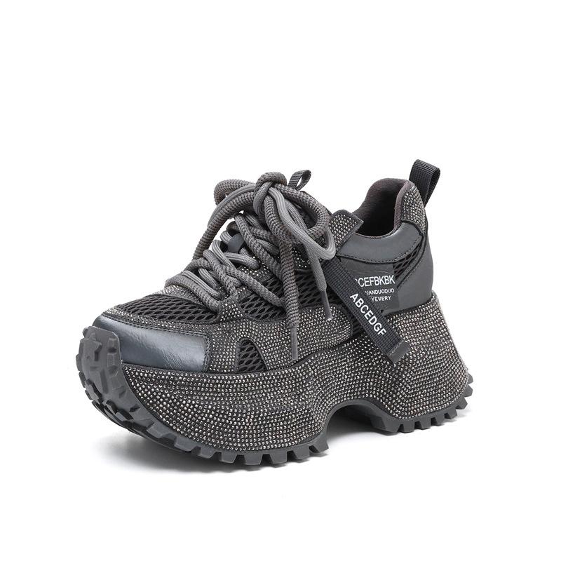 Platform dad shoes women's tide autumn new breathable rhinestones full of diamonds fried street casual sports shoes