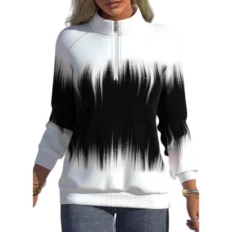 Women Fashion Casual Long Sleeve Half Turtleneck Zipper Cardigan Warm Pullover Sweatshirt Baggy Tops Coat Ladies