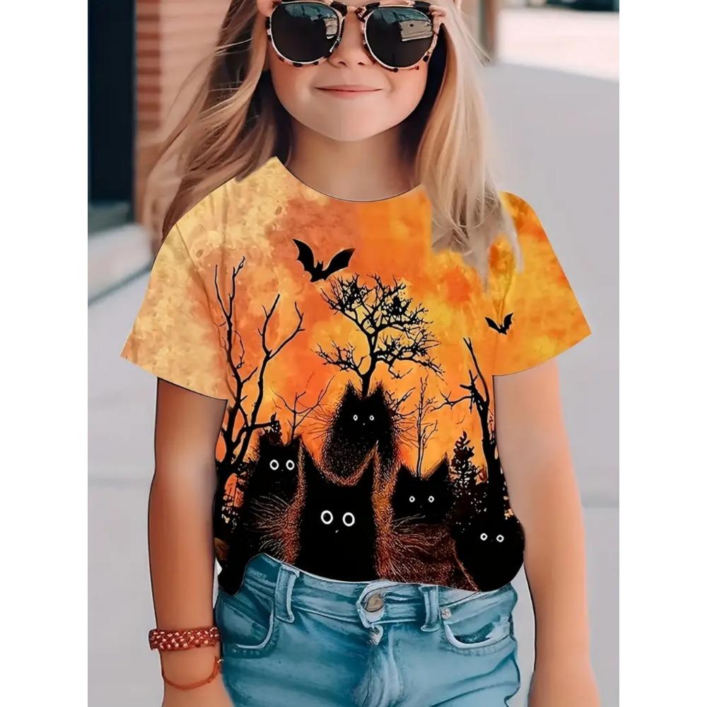 T-Shirts für Kinder Mode Schlichtes Styl Rundhals Kurzarm T-Shirt Lässig Vintage Outdoor Schnelltrocknendes T-Shirt für Mädchen