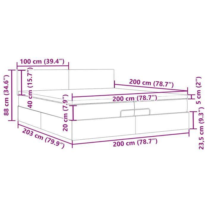 VidaXL Ottoman Bed Frame with Mattress Black 200x200 Cm Velvet, Bed Frame, Upholstered Bed Frame, Ottoman Bed Frame 3311725