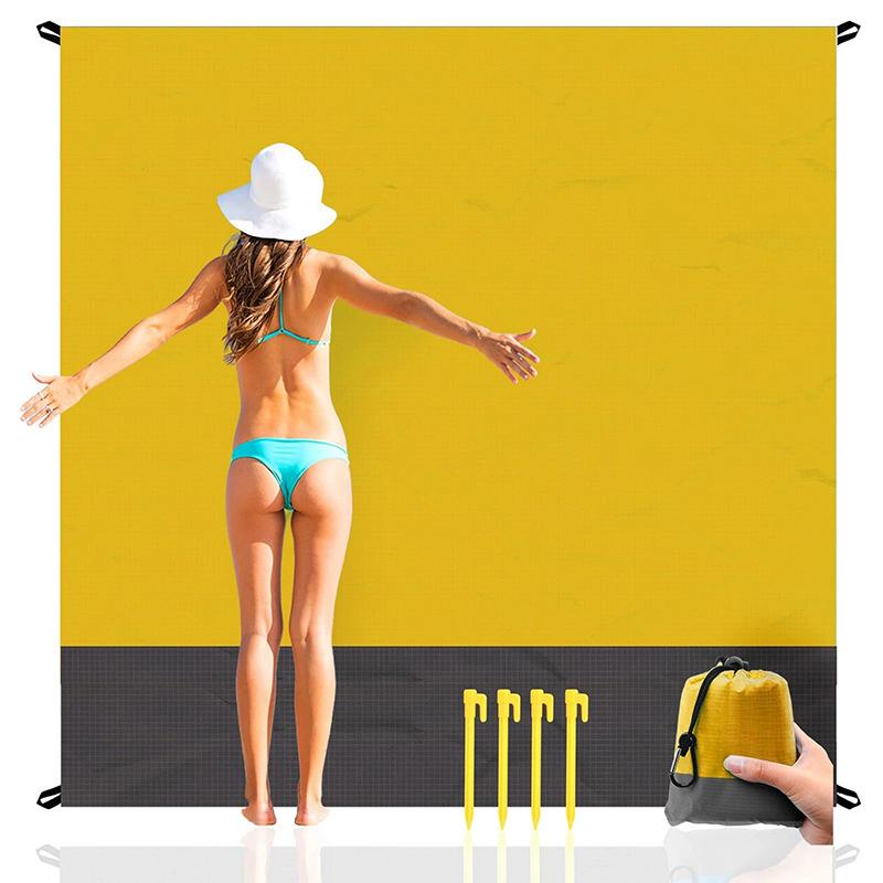 Sandproof Portable Beach Blanket, Waterproof Foldable Large Lightweight Mat for Picnic & Camping
