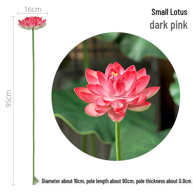 Duży sztuczny kwiat lotosu i liść do dekoracji stawu i jako rekwizyty do tańca, zielona łodyga