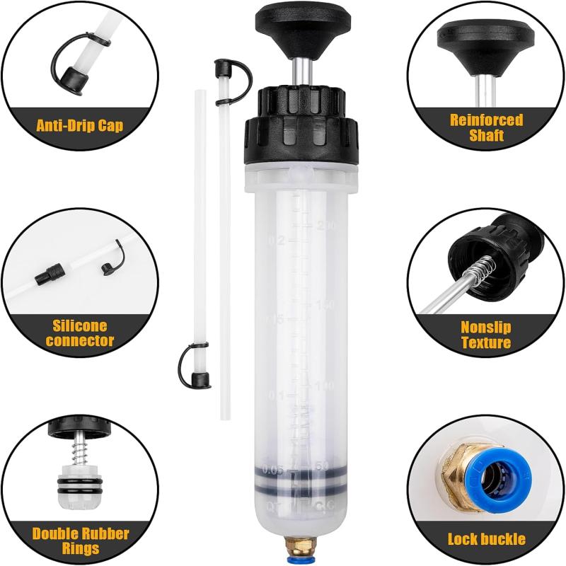 200/500ML Autoöl-Flüssigkeitsabsauger Autoölwechsel-Spritze mit Schlauch Manueller Kraftstoffansauger & Füller Flüssigkeitsölwechsel Evakuierungspumpe