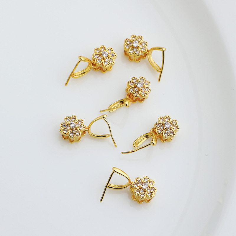 

Gold-Plated Cubic Zirconia Melon Seed Pendant Clip for DIY Necklace Jewelry