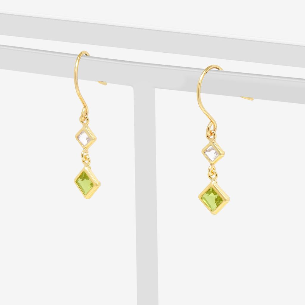 ESTELLE [Official] Women's Hook Earrings in 10K Yellow Gold with August Birthstone Peridot (Product Code: 0222-9723-0019-0000)