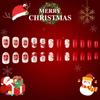 24Pcs Christmas Press On Nails Short Almond French Tips Stick On Nails Gloves Designs Full Cover Acrylic False Nails