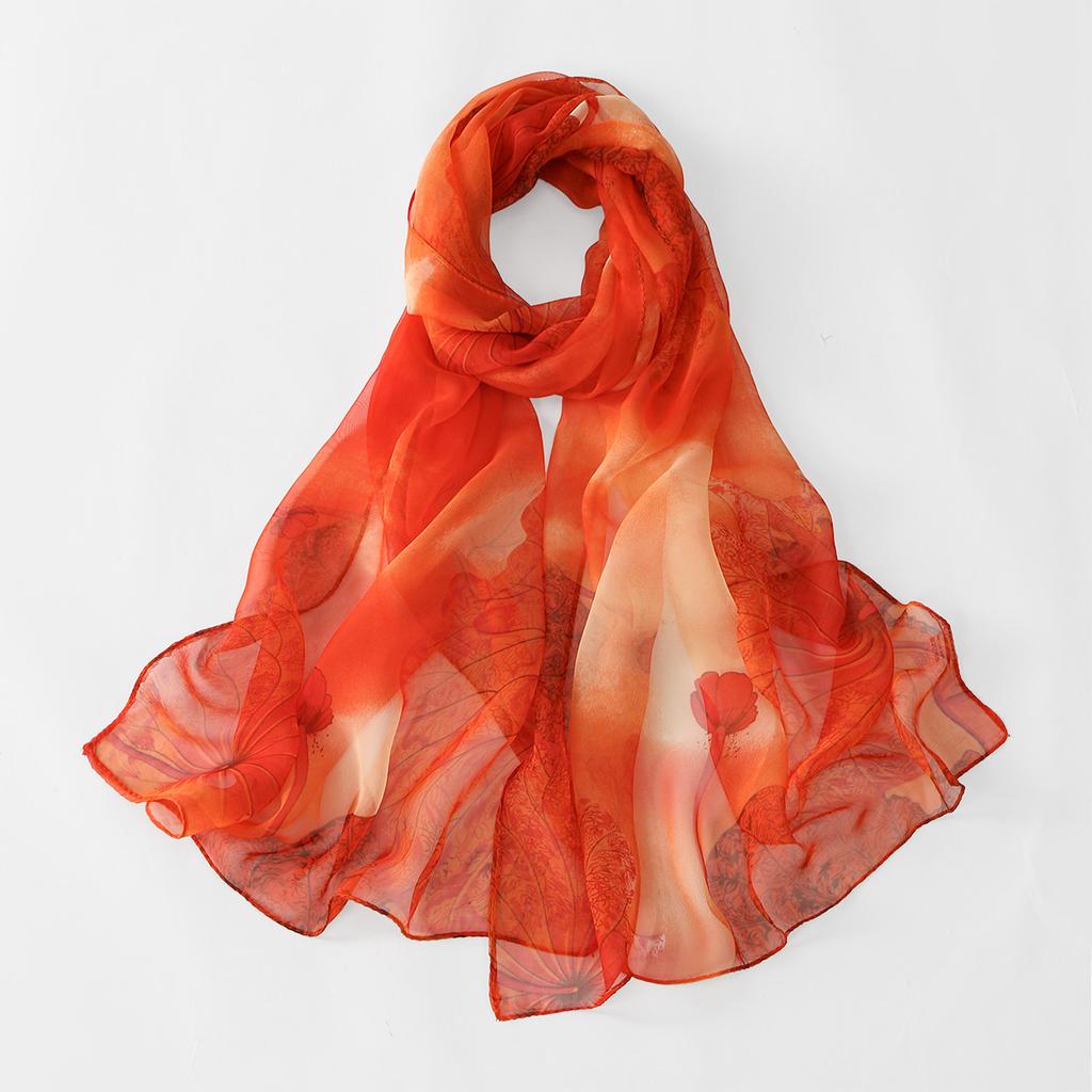 New Beauty Floral Printed Georgette Hijab For Women Thin Soft Scarf Shawl Wrap Middle East Summer Beach Sunscreen Thin Headscarf