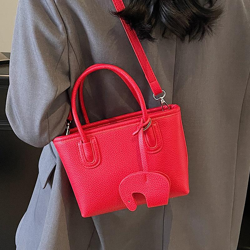 Hot-selling High-quality Simple Lychee Pattern Portable Bucket Bag Women's Casual Versatile Commuter Shoulder Messenger Bag