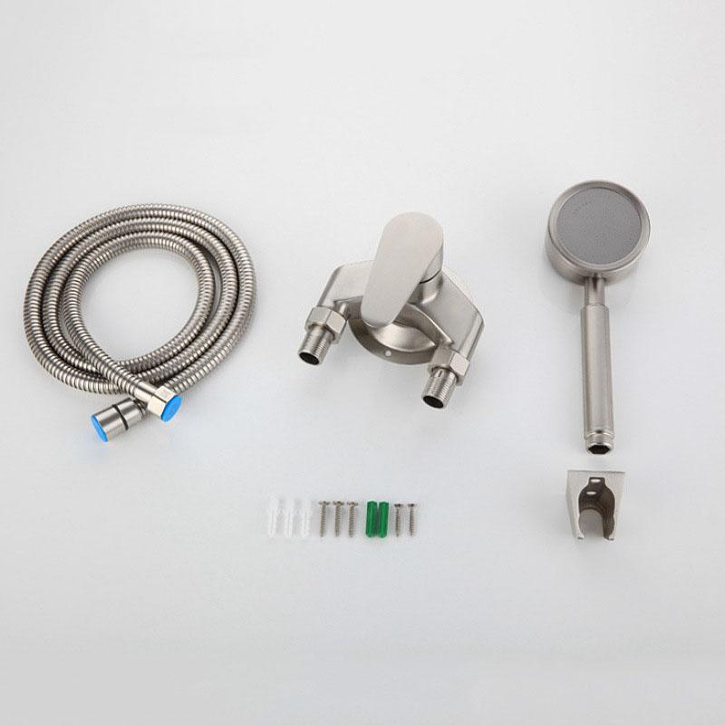 

304 Stainless Steel Bathroom Shower Set Wall-mounted Hot And Cold Mixed Water Shower Bathtub Faucet Handheld Shower Head Nickel