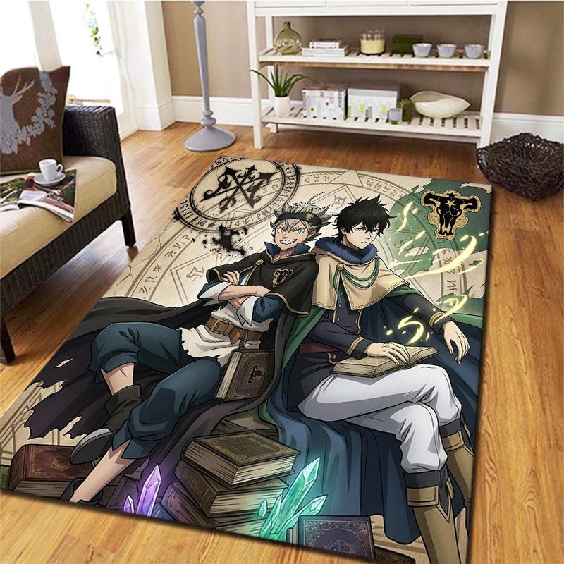 Black Clover Carpet Rug For Living Room Bedroom Home Sofa Decoration Kids Play Nonslip Floor Mat