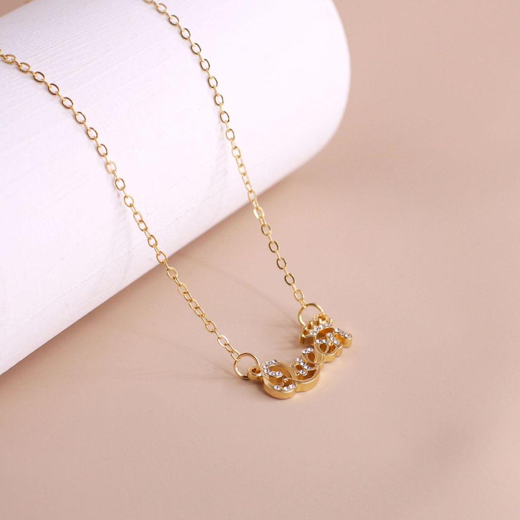 Korean Fashion Rhinestone Crystal Crown Queen Necklace