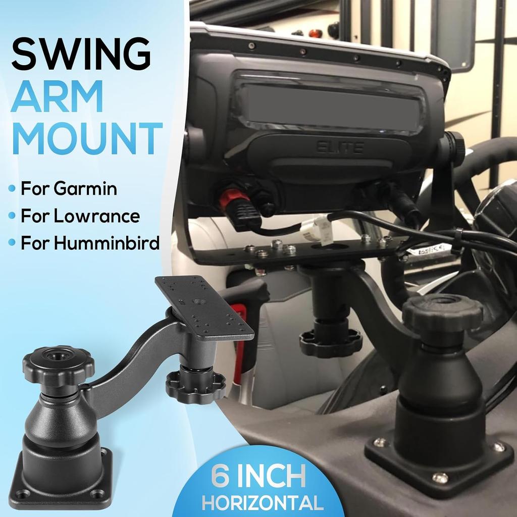 Horizontal 6" Swing Arm Mount for Fishfinders & Chartplotters RAM-109HU Compatible with Garmin, Humminbird, Lowrance + More