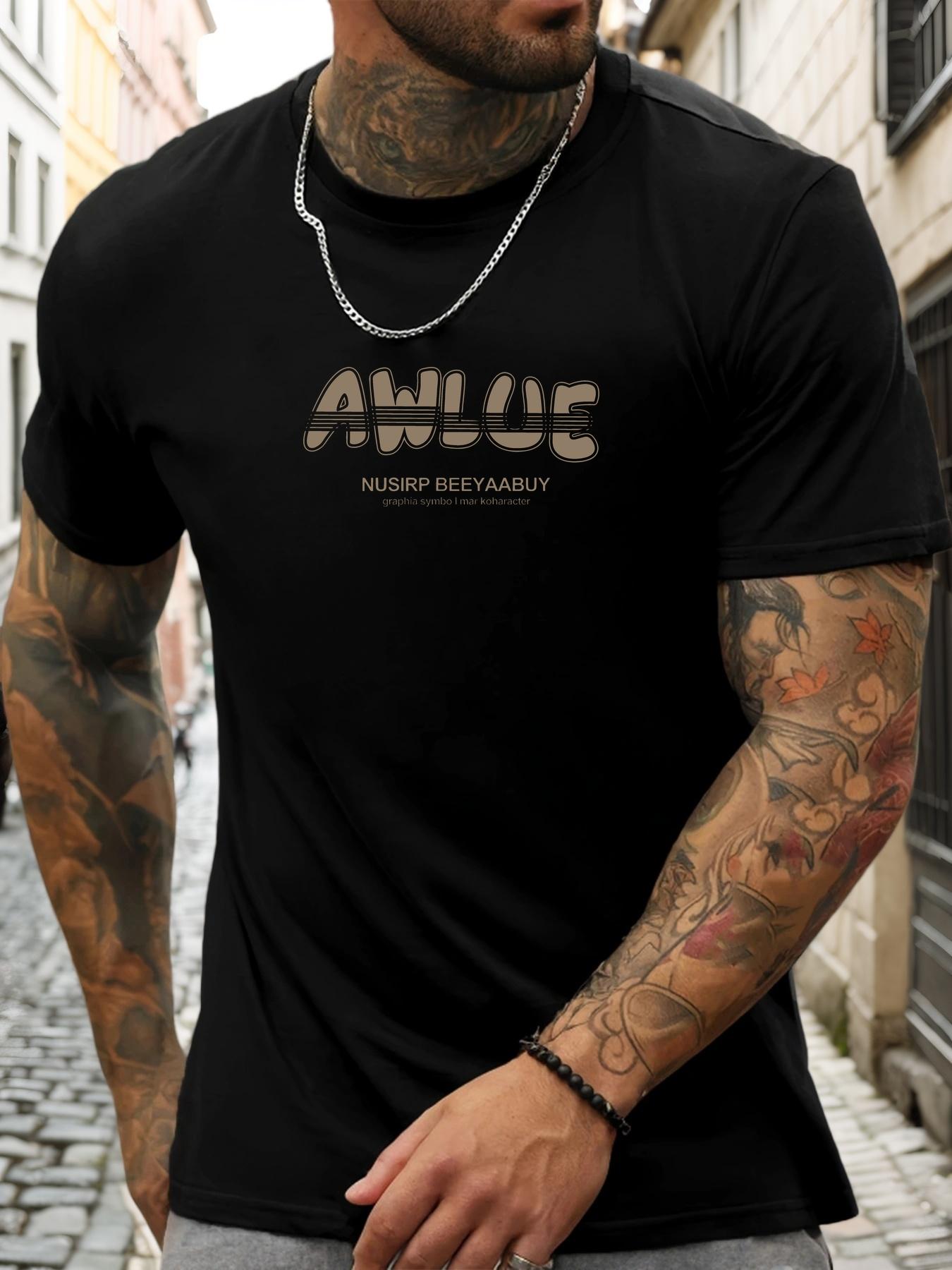 

Short Sleeve TShirt AWLUE Mens 100 Cotton Pattern Printed Shirt Summer Round Neck Breathable Casual Fashion Cool Tee 2XL