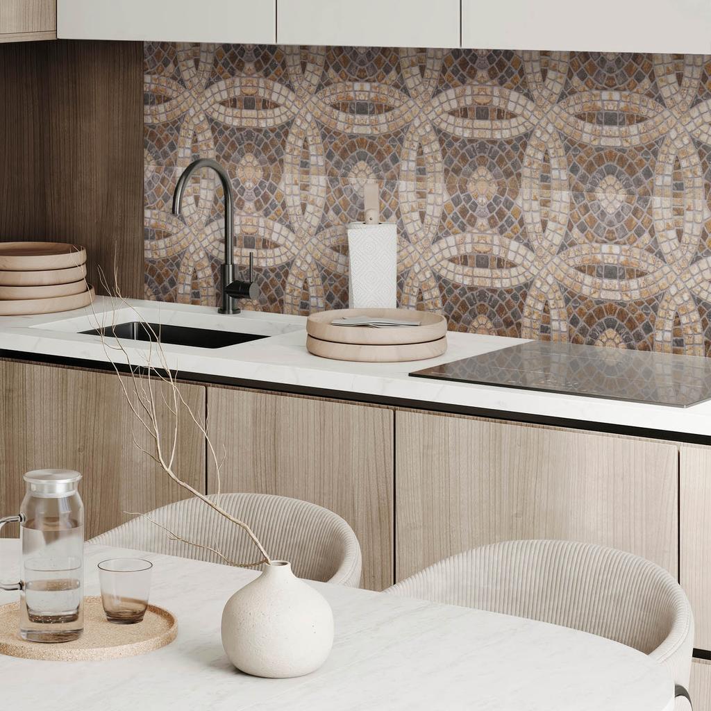 Package of Vinyl Tiles Easy Installation Mosaic Pattern Woven 6X60X30 Cm