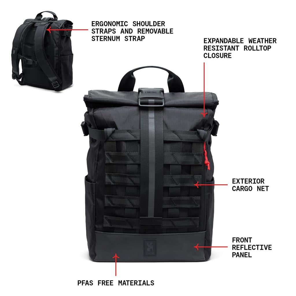 Chrome BARRAGE 18L PACK Backpack (Current Model) BXRFBLACK XRF Black Reflective 18L Waterproof