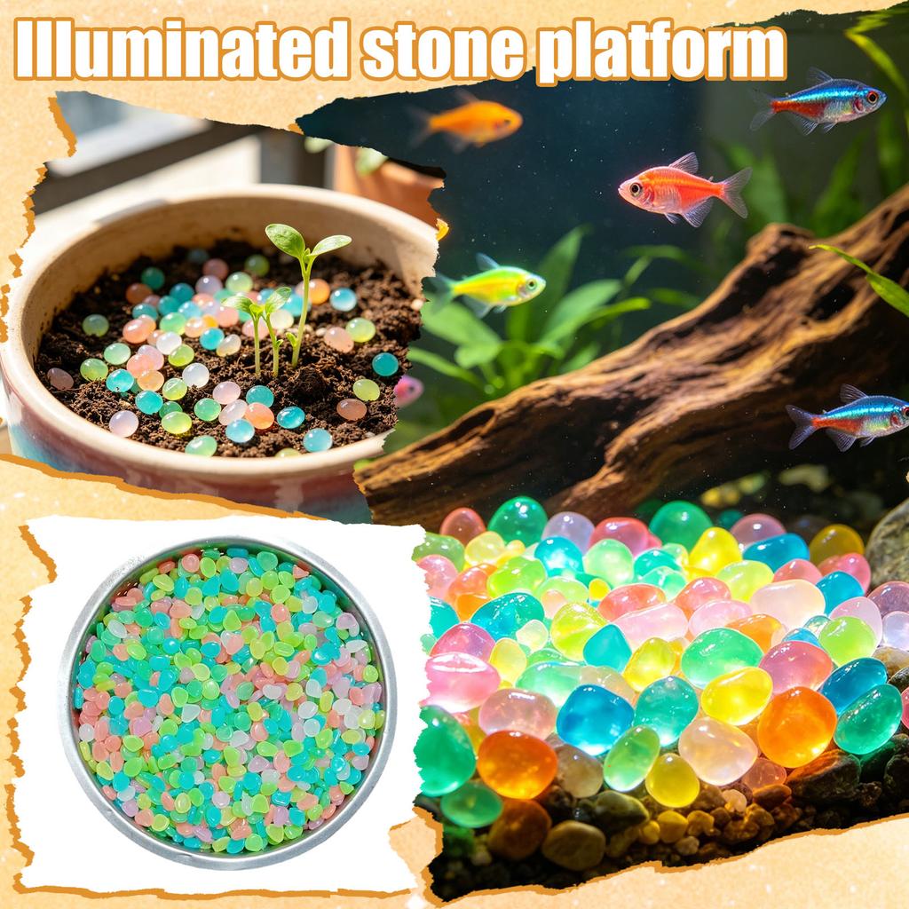 Decorative Luminous Pebbles for Aquarium Garden Landscape Fish Tank Base Stones Glow In the Dark Gravel for Home Decoration
