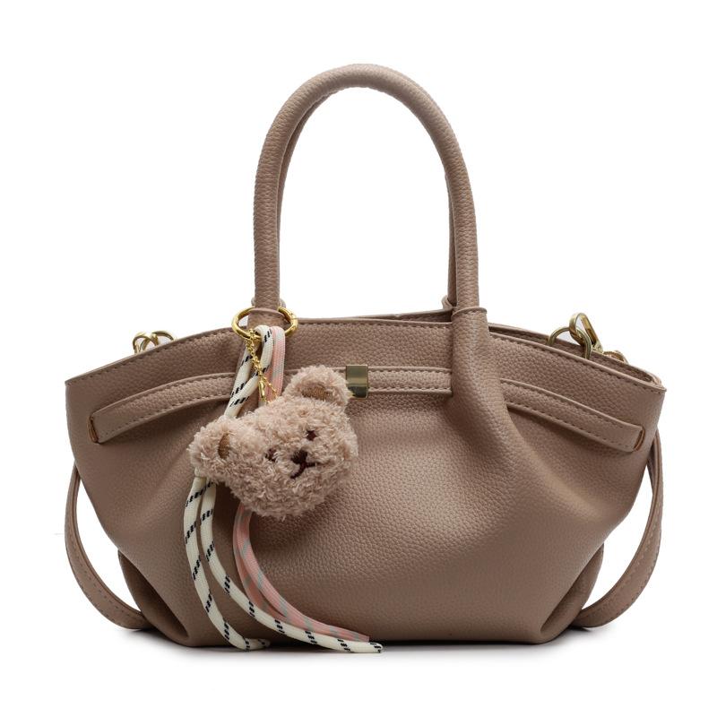 Spring and Summer New Fashionable Simple Pleated Vegetable Basket Bag Niche Design Lychee Pattern Texture Versatile Messenger Women's Bag