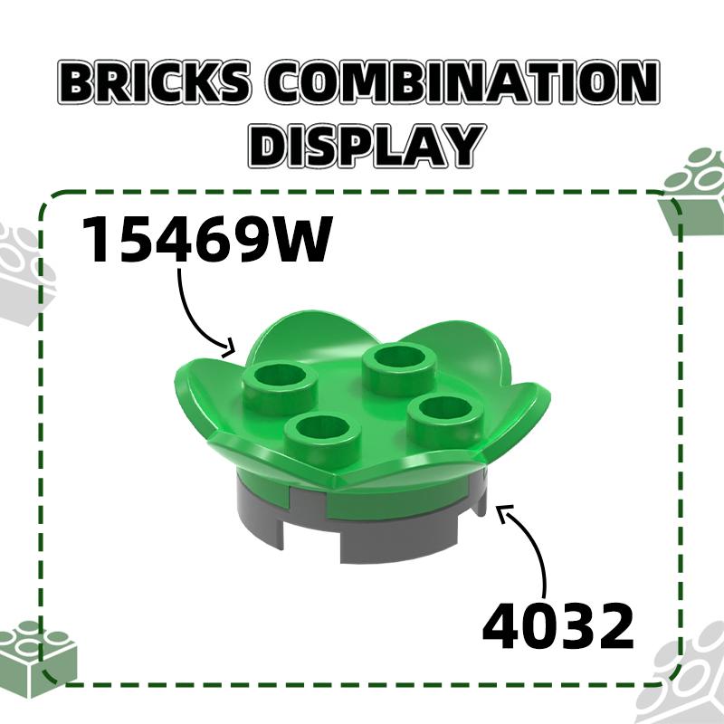 Non-Toxic 129Pcs/Lot 15469W Plant Leaves 2 X 2 With 6 Petals Building Block Moc Accessories Compatible With Brick Diy Children Toys
