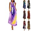 Robe longue et Sexy sans manches pour femmes, mode décontractée, imprimé rétro, col en V, multicolore