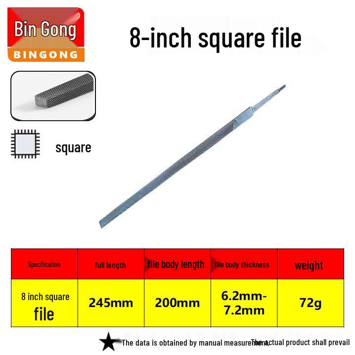 Hugong Multi-Specification Steel Files Set: Flat, Half-Round, Triangle, Rasp, Square, and Round Metal Grinding Tools.