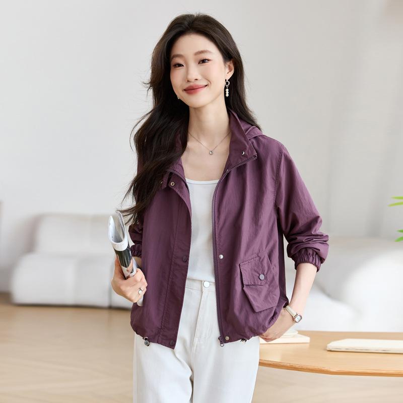Huvförsedd basebolljacka för dam: Lättviktig, Lös passform, Koreansk stil för Vår & Höst