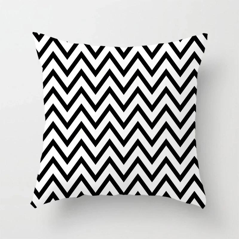 Home Decorated Black and White Geometric Cube Letter Printing Cushion Cushion Car Bedroom Living Room Sofa Pillow Sleeve
