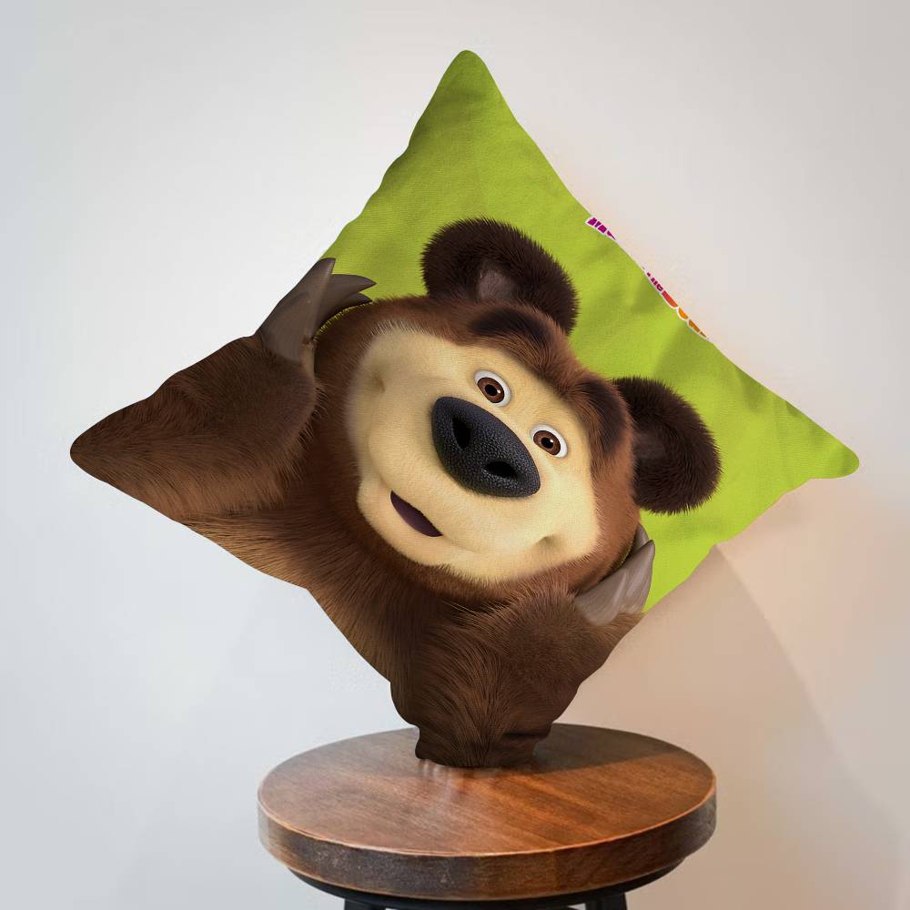 Cartoon M-Masha And The B-Bears Pillow Cushion Cover Pillowcase Living Room Sofa Home Decor