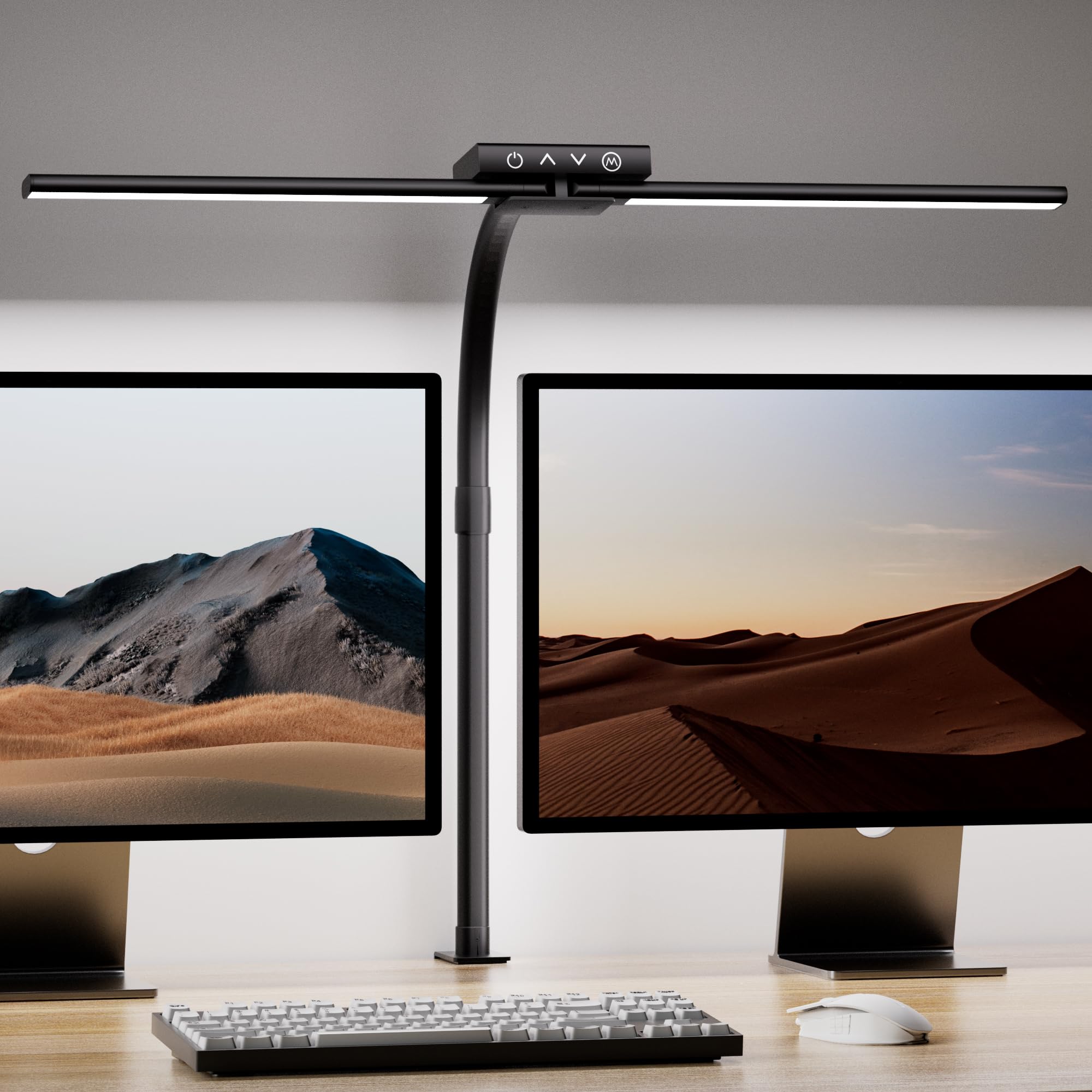 

Quntis LED Desk Lamp, Clamp Type, 24W, Stand Light, Desk Lamp, Tabletop Light [Dual Light Source, 5-Level Dimming and Color Adjustment, Wireless